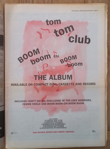 Tom club boom tour - boom, 1988