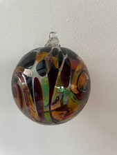 Glaskugel zum Hängen, mundgeblasen, Fenster Dekoration, Ø 10cm, lila, orange