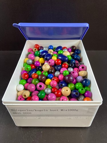 Holzperlen kugeln bunt mix - bunt,