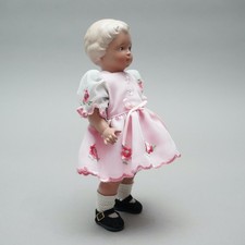 Schildkröt Puppe Klassik Ursel 24 um 1980 rosa Kleid mit Blumen 1.29AIO