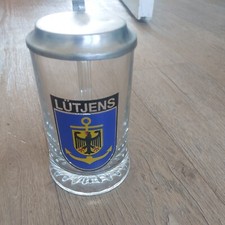 Lutjens Bierstein mit Deckel selten deutsch Lütjens Glas Vintage Sammlerstück 