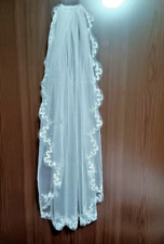 Neu 1-lagig Brautschleier Schleier Spitze Strass ivory 90 cm