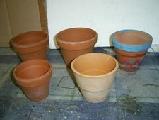 5 Blumentöpfe  Terrakotta Ton braun  Blumentopf Pflanzkübel