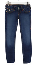 True Religion Julie Jeans Damen W26 Slim Fit Dunkelblau Denim Verblichen Zip Fly