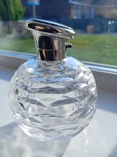 Massiver Silber vergoldeter Deckel Synyer & Beddoes 1921 Birmingham geschliffene Glasflasche.