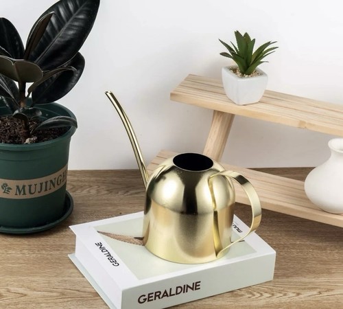 Goldfarbene gießkanne - gießkanne, im