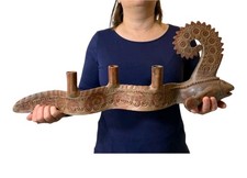 Keramik Maya Mexiko Ton Skulptur 65x25cm Sammler Deko Figur vintage