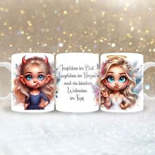 Tasse lustiges Teufelchen und Engelchen mit Namen personalisierbar, Kaffeebecher