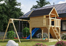 Stelzenhaus mit Rutsche FIDEL Spielturm Spielhaus mit Doppelschaukel +AKTION+