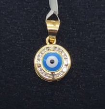 Anhänger Gold 18K 750 Mls. Nazar Amulett Mit Zirkonsteinen 8 mm