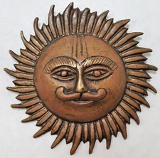 Antik messing sonne god - messing, figur