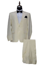 Herren Creme Anzug Designer Hochzeit Freizeit Abendanzug (Jacke+Hose)