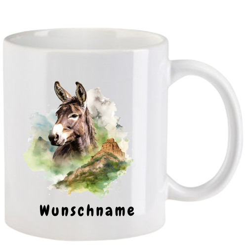 Tasse mit esel aquarell - tasse,