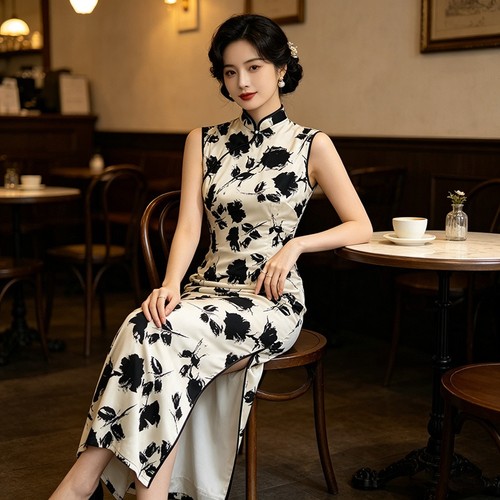 Damen midi kleid - midi, floral