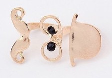 Moustache Mustache Blogger Ring Doppelring Brille Bart Schnurrbar​t Hut NEU