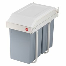 Mülltonne Hailo Multi-Box duo L Weiß Grau Creme Stahl Kunststoff 2 Schubladen