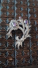 Antike Brosche Silber Amethyst