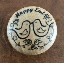 Holzstempel rund, Motivgröße ca. 30 mm ø „Happy End“