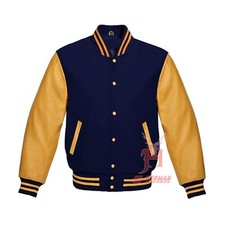 Varsity Jacke Navy Wolle Gold