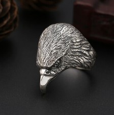 I07 markanter Herren Ring Adlerkopf Adler Sterling Silber 925