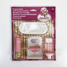 Vintage JEANNETTE Badezimmer WC & Waschbecken Puppenstube Möbel RETRO ROSA KITSCH