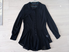 Mais il est ou le soleil ? Damen transparente Bluse Gr 42 schwarz Kleidbluse