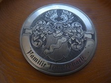 Familien Wappen Wandrelief Familie Lauterbach Handarbeit aus Neusilber ANTIK