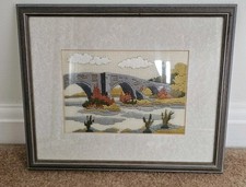 Stirling, Old Bridge & Wallace Monument - gerahmtes Häkelbild