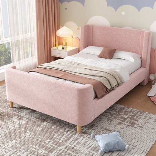 Kinderbett 90x200 rosa - 90x200, samt