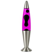 Lavalampe Schwarz Pink 42 cm mit Leuchtmittel Retro Design Tisch Leuchte