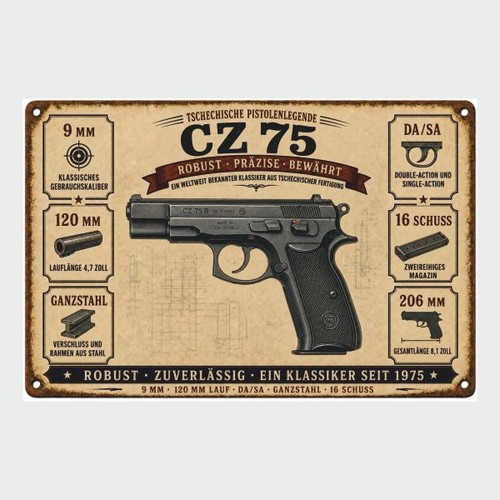 Blechschild pistole aus - cz,