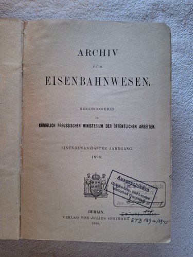 Archiv für eisenbahnwesen - archiv,
