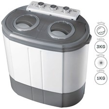 Mini Waschmaschine,Tragbare, Camping 3kg Waschen, 1kg Zentrifuge 2 Fächer 190 W