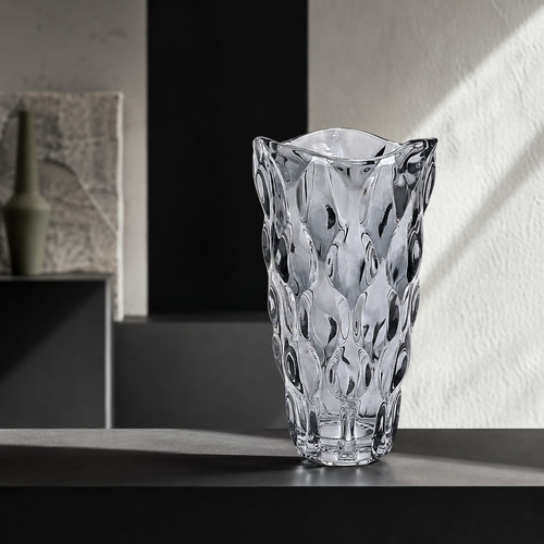 Glasvase grau relief - grau, 24