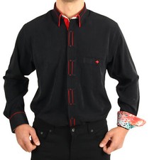 Klassisches schwarzes Rockabilly-Hemd für Herren im 50s-Stil Vintage Mode.