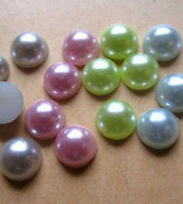 Bastelperlen Halbperlen 1/2 Perlen Fb silber rosé hell grün blau Deko 8mm 