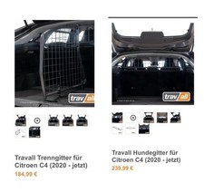 Travall Hundegitter + Trenngitter für Citroën C4 2020
