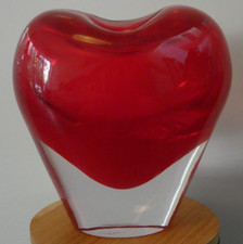 19730/ Salviati Murano Vase Herz Herzform signiert 1998  Höhe ca. 11,5 cm