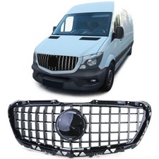Sport Kühlergrill Schwarz Glanz Chrom für Mercedes Sprinter W906 Facelift 13-18