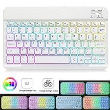 Kabellos Bluetooth QWERTZ Beleuchtet Tastatur Funk Maus Keyboard Universal 10''