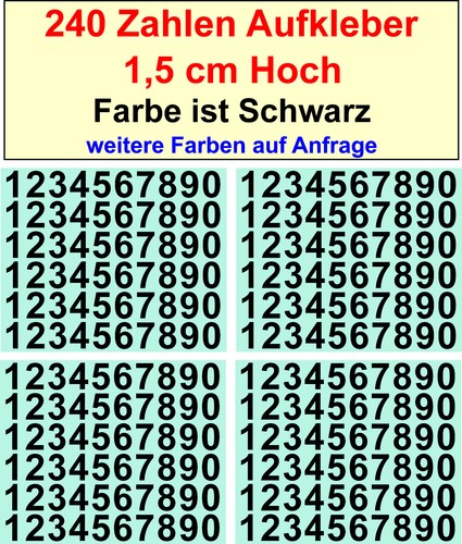 Zahlen hoch klebezahlen - zahlen, 1,5