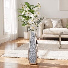 Bodenvase Glas Silber Groß