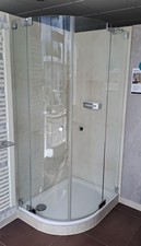 Kaldewei Zirkon + Sprinz Omega Viertelkreis asymmetrischer Eck-Einstieg 100x80cm