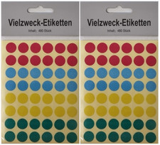 480 oder 960 Markierungspunkte 12 mm Klebepunkte bunte Aufkleber Etiketten rund