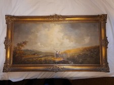 Heinrich Berger Landschaftsbild gerahmt Original Ölbild 100 x 50cm