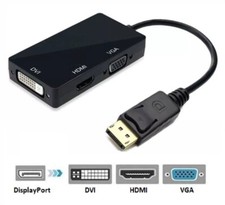 DisplayPort auf HDMI DVI VGA Adapter DP Konverter 3in1 1080p schwarz