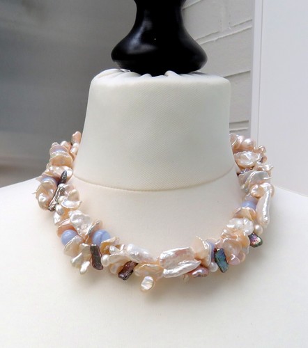 Keshi perlen chalcedon collier - keshi,