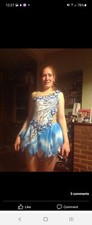 Eiskunstlaufkleid weiß-blau Erwachsene