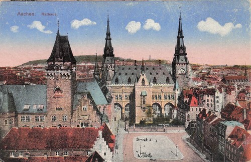 Aachen rathaus und - ak,