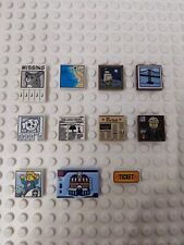 LEGO Fliese bedruckt Hund Katze Zeitung News Cafe Corner Filmrolle Donut LP